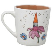 Wholesale - 22oz ORANGE GOLD SPECKLE FLOWERS AND GNOME MUG, UPC: 840104932384